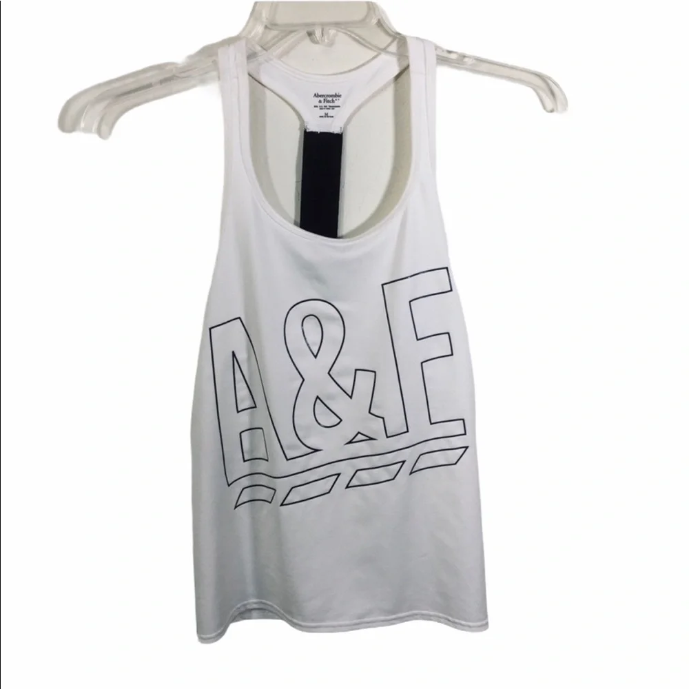 A&F Y2K‎ Spell Out White Racerback Tank Women Size M